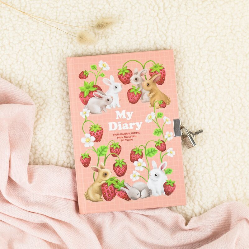 Behind The Trees - Tiger Tribe - Lockable Diary - Berry Bunny - kids birthday present under $15 - lockable diary - journal for kids - 