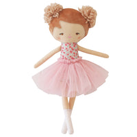 Behind The Trees - Plush doll with a pink dress and floral top on a white background - Alimrose - Madison Ballet Doll 35cm Ditsy Floral