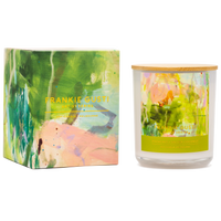 Behind The Trees - Candle with floral design and matching packaging by Frankie Gusti on a white background - Frankie Gusti - Candle - Artist Series - Kate Eliza - Pistachio & Salted Coconut