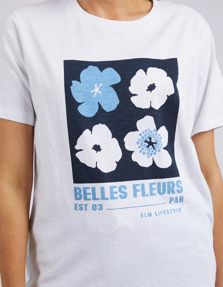 Behind The Trees - Elm - Belle Fleurs Tee - White - summer t shirts - cotton t shirt under $60