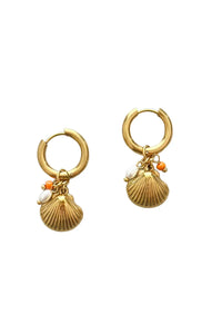 Mosk.Melbourne - Shell and Charm Gold Hoops