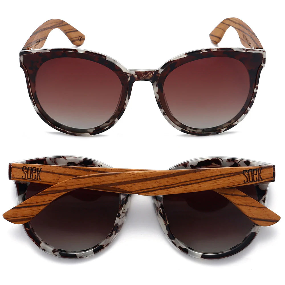 Behind The Trees - Soek - Sunglasses - Bella - Ivory Tortoise - Brown Polarised Gradient Lens with Walnut Arms - wooden sunglasses - 