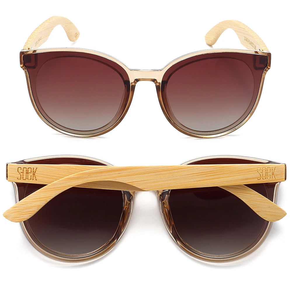 Behind The Trees - Soek - Sunglasses - Bella Champagne - Brown Gradient Lens with White Maple Arms - sunglasses under $90 - sunglasses with wooden frames