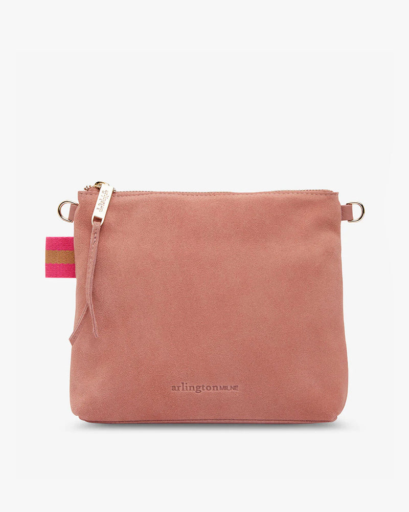 Arlington Milne - Alexia Crossbody - Dusty Pink Suede - Leather Suede handbag under $150 - Christmas gift for her 