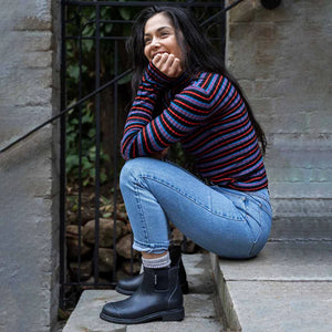 Behind The Trees - Merry People - Bobbi Ankle Boot - Black - best gumboot - what's that gumboot everyone is wearing - merry gumboots - cute colourful ankle gumboot