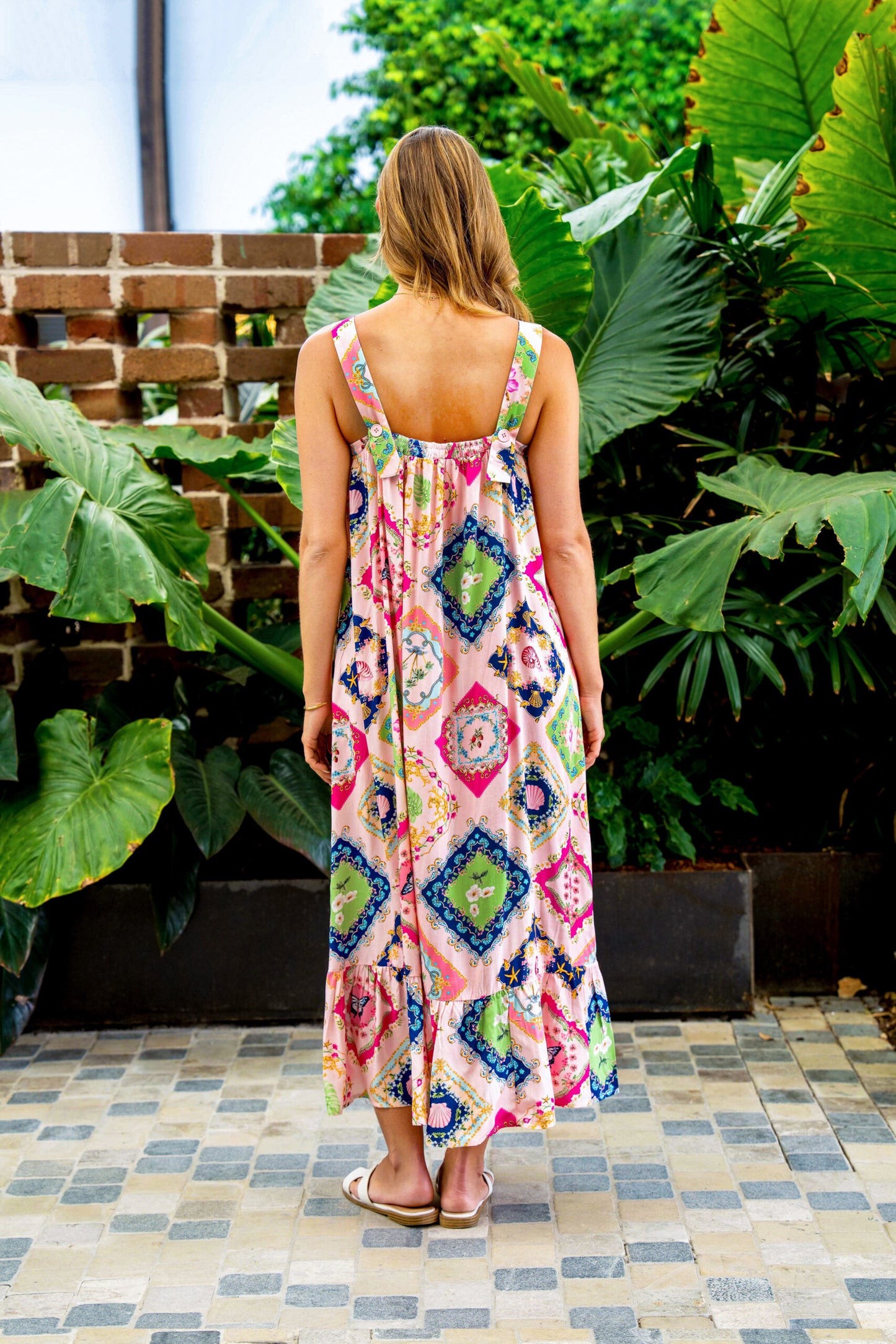 Boho Australia - Farfalla Strap Dress - Pink Block Behind The Trees Boho Australia - Farfalla Strap Dress - Pink Block Behind The Trees