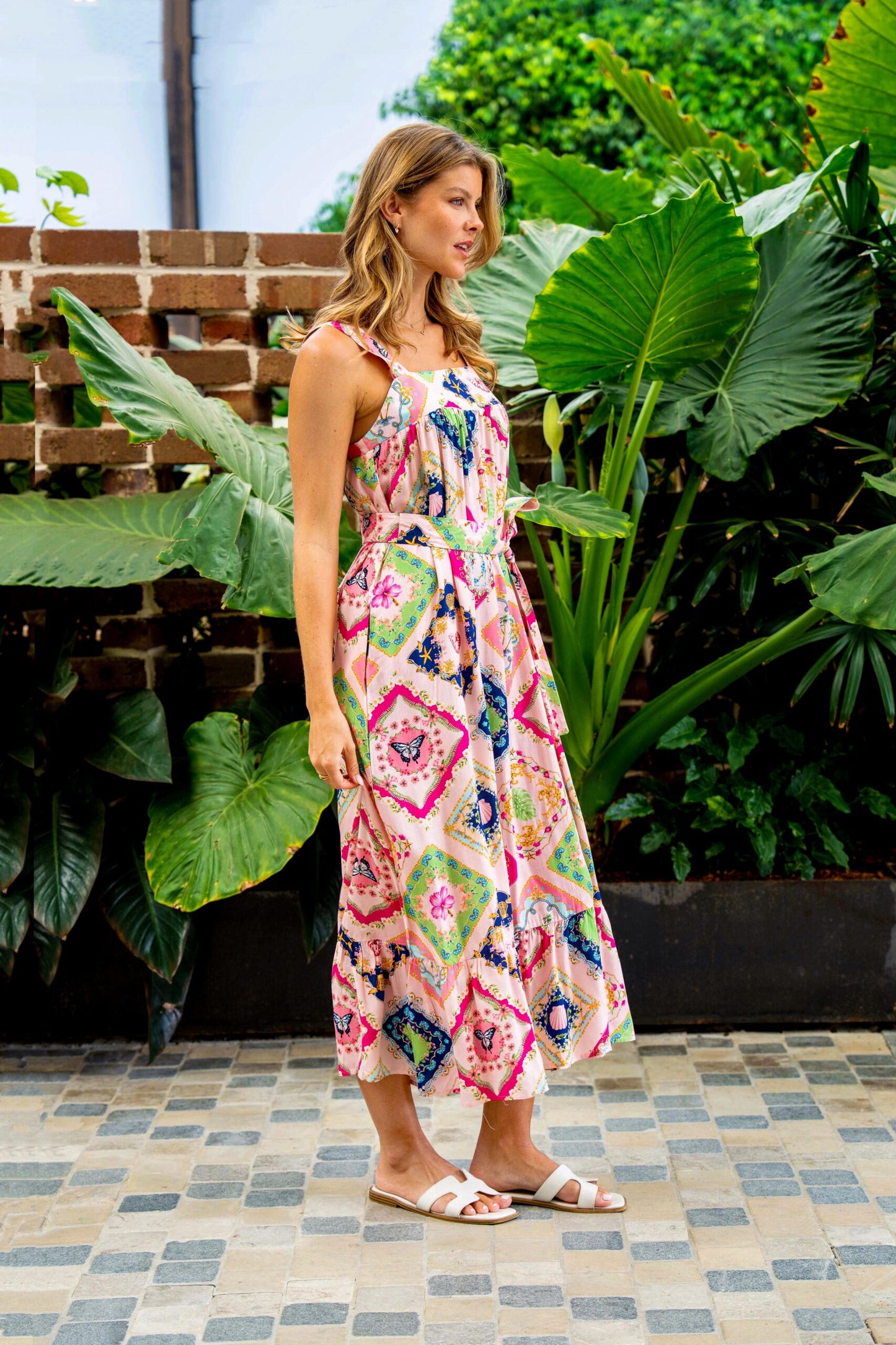 Boho Australia - Farfalla Strap Dress - Pink Block Behind The Trees Boho Australia - Farfalla Strap Dress - Pink Block Behind The Trees