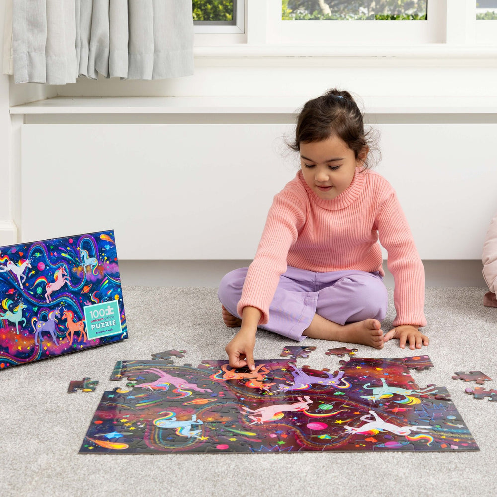 Behind The Trees - Tiger Tribe - 100pc Holographic Puzzle - Unicorn Galazy - 5year old puzzle - 100 piece puzzle - really beautiful puzzle's for kids - Christmas presents for kids under $30