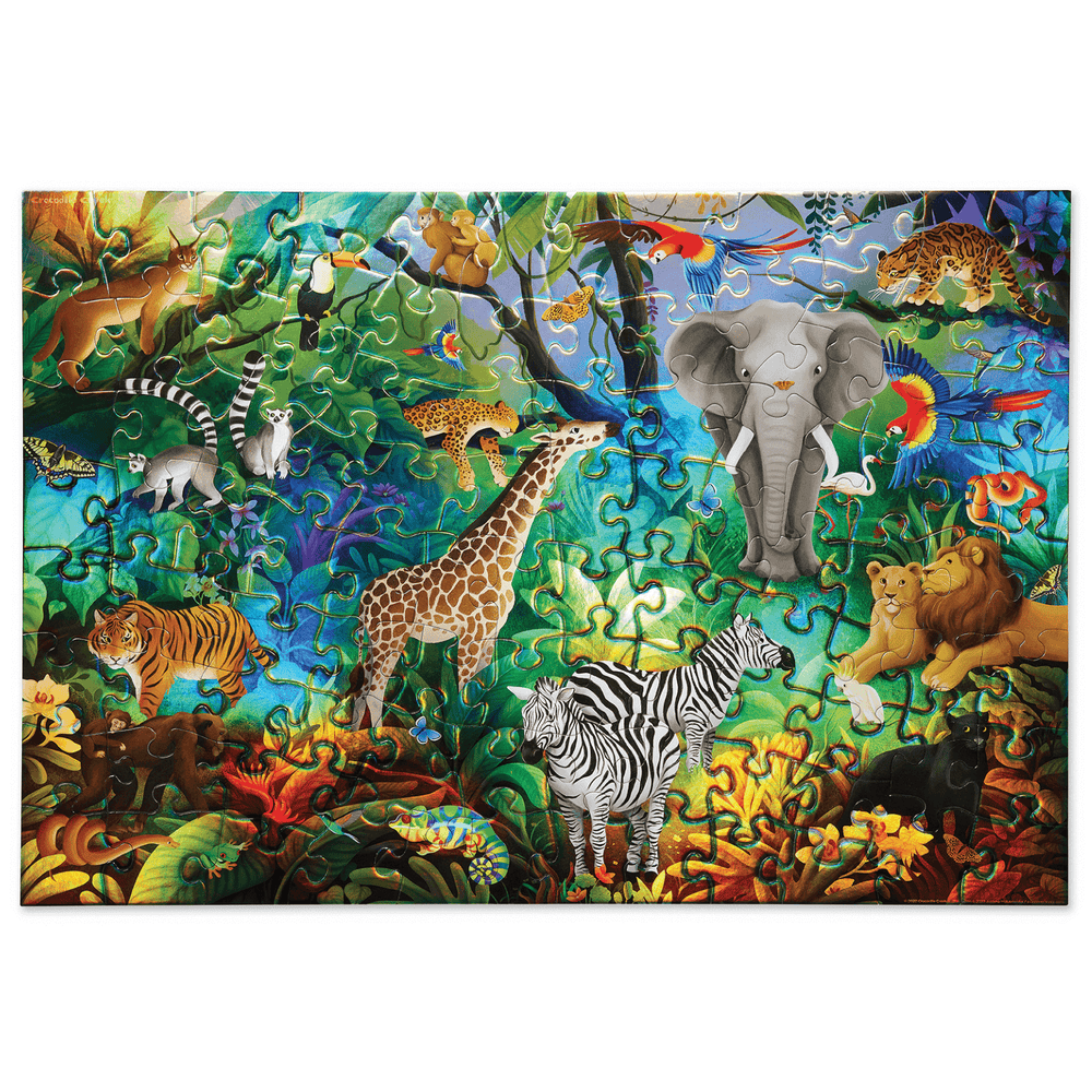 Behind The Trees - Tiger Tribe - 100pc Holographic Puzzle - Jungle Paradise - 5year old puzzle - 100 piece puzzle - really beautiful puzzle's for kids - Christmas presents for kids under $30