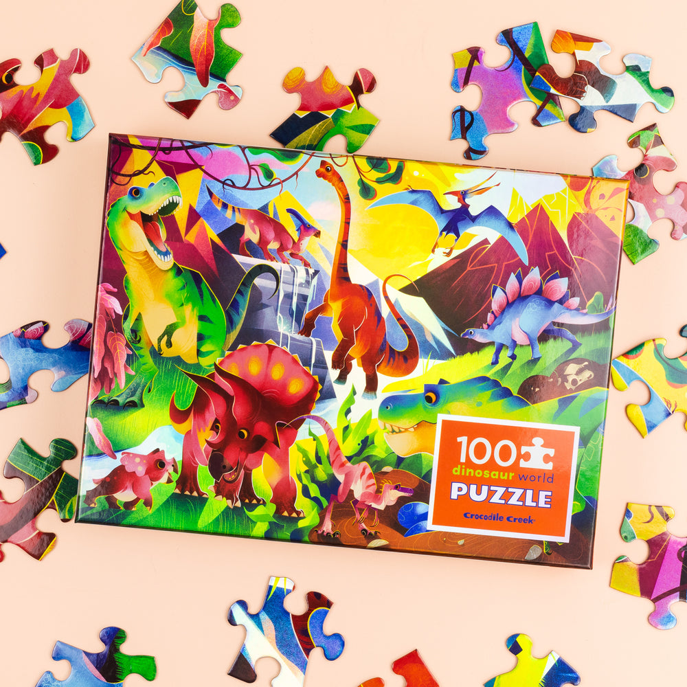 Behind The Trees - Tiger Tribe - 100pc Holographic Puzzle - Dinosaur World - 5year old puzzle - 100 piece puzzle - really beautiful puzzle's for kids - Christmas presents for kids under $30