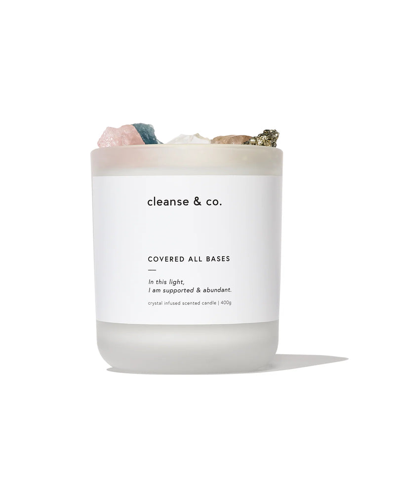 Cleanse & Co. - Crystal Intention Candle - Covered All Bases - Supported & abundant - Coconut, Lime & Elderflower