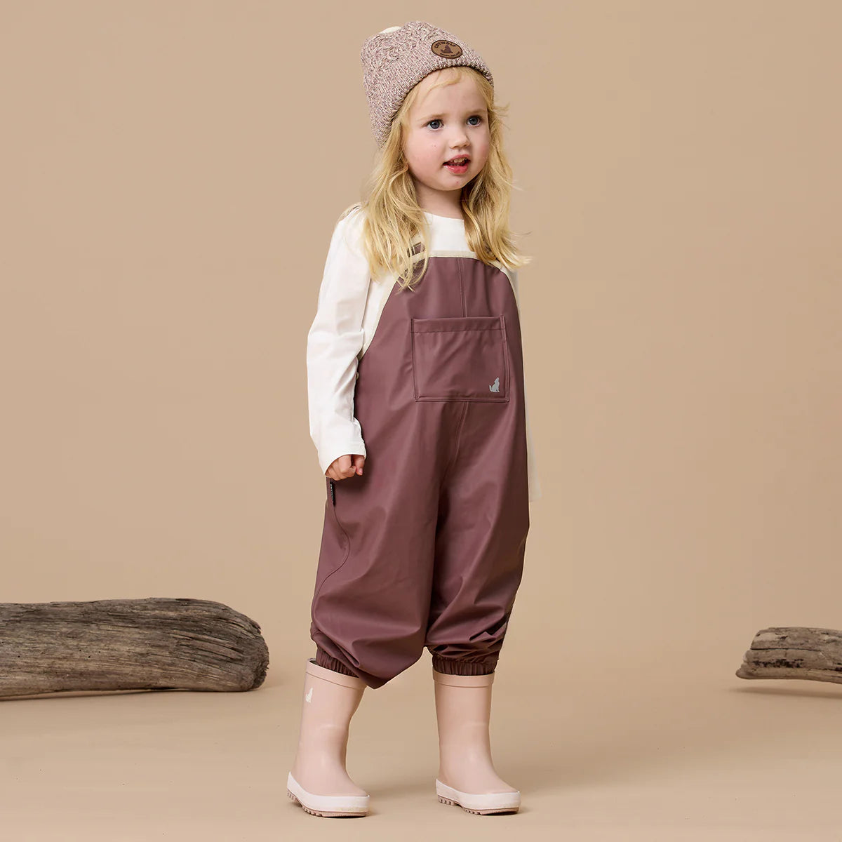 Behind The Trees - Crywolf - Rain Overalls - Mauve - Kids rain overalls - toddler rain overalls - rain wear for kids under $65 - Rainkoat overalls