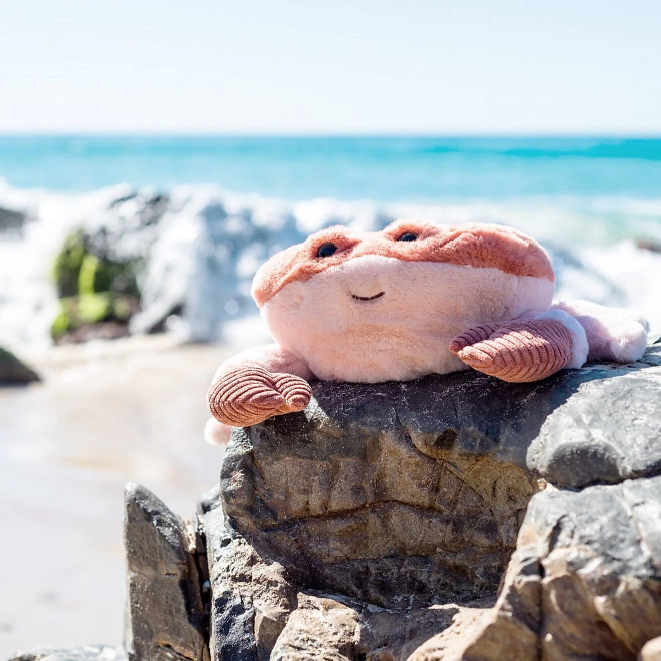 Behind The Trees - Plush crab toy on a white background - O.B. Designs - Soft Toy - Kenzo Crab (Vegan Angora)