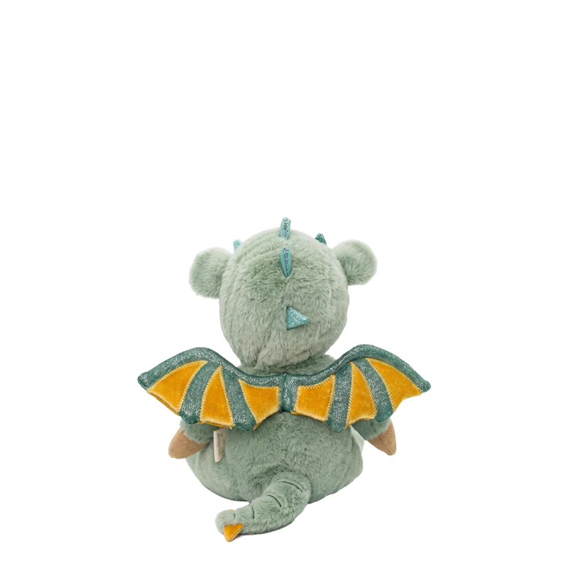 Behind The Trees - Plush toy dragon with a baby-like face on a white background - Olli Ella - Dinky Dinkum - Dax Dragon
