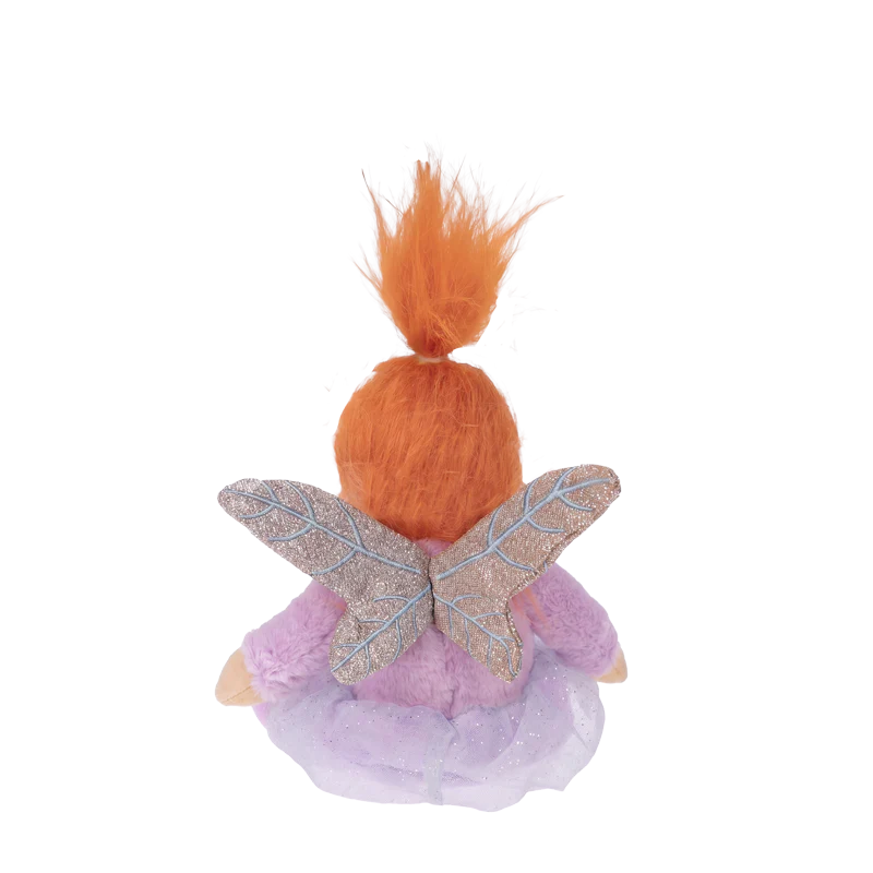 Behind The Trees - Plush fairy toy with red hair and wings on a pastel background - Olli Ella - Dinky Dinkum - Flora Fairy