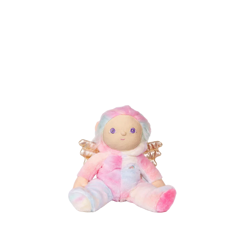 Behind The Trees - Stuffed toy in a unicorn costume on a soft, cloud-like surface with a pastel starry background. - Olli Ella - Dinky Dinkum - Yara Unicorn