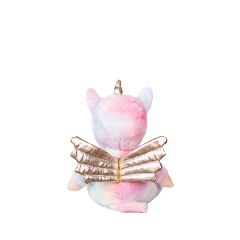Behind The Trees - Stuffed toy in a unicorn costume on a soft, cloud-like surface with a pastel starry background. - Olli Ella - Dinky Dinkum - Yara Unicorn