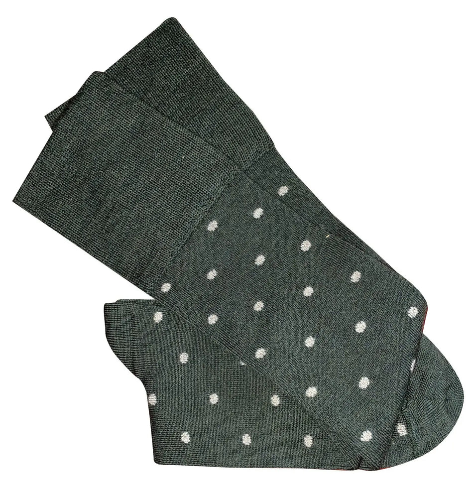 Tightology - Long Wool Socks - Dotty - Green