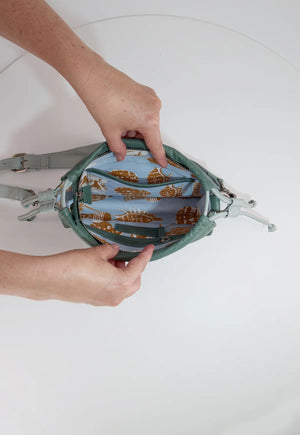 
                
                    Load image into Gallery viewer, Behind The Trees  - Nancybird - Drawstring Bag Mini - Storm - leather bag - high quality leather handbag - stunning crossbody handbag
                
            