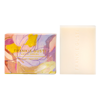 Behind The Trees - Bar of soap with a colorful packaging featuring the brand 'Frankie Gusti' on a white background. - Frankie Gusti - Hand & Body Bar - Artist Series - Jade Fisher - Japanese Honeysuckle