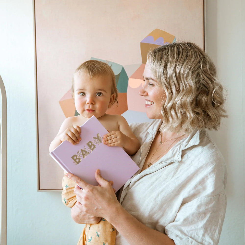 Behind The Trees Fox & Fallow - Baby Book - Lilac Boxed - newborn gifi ideas - baby book - milesone baby book - baby shower gift