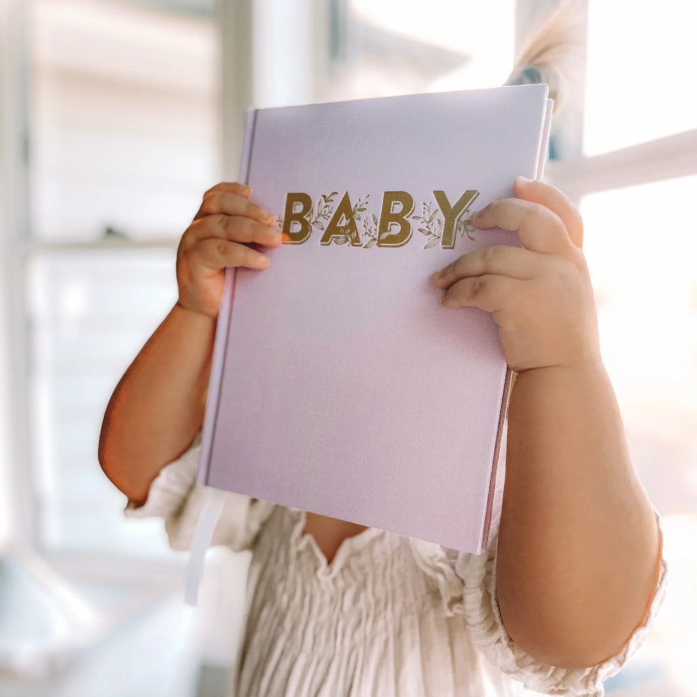 Behind The Trees Fox & Fallow - Baby Book - Lilac Boxed - newborn gifi ideas - baby book - milesone baby book - baby shower gift