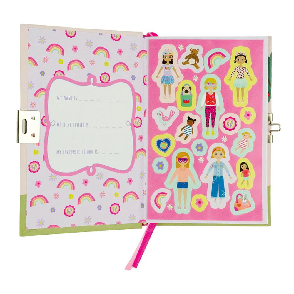 Behind The Trees - Children's diary with colorful illustrations and a pink lock on a white background - Floss &amp; Rock My Secret Scented Diary – Bestfriends 