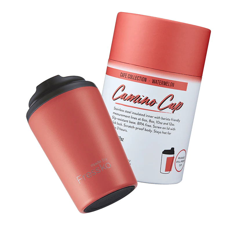 Behind The Trees - Made By Fresko -&nbsp;Reusable Coffee Cup - Camino 340ml/12oz - Watermelon - best take away coffee cup - reusable coffee cup - keep cup under $40