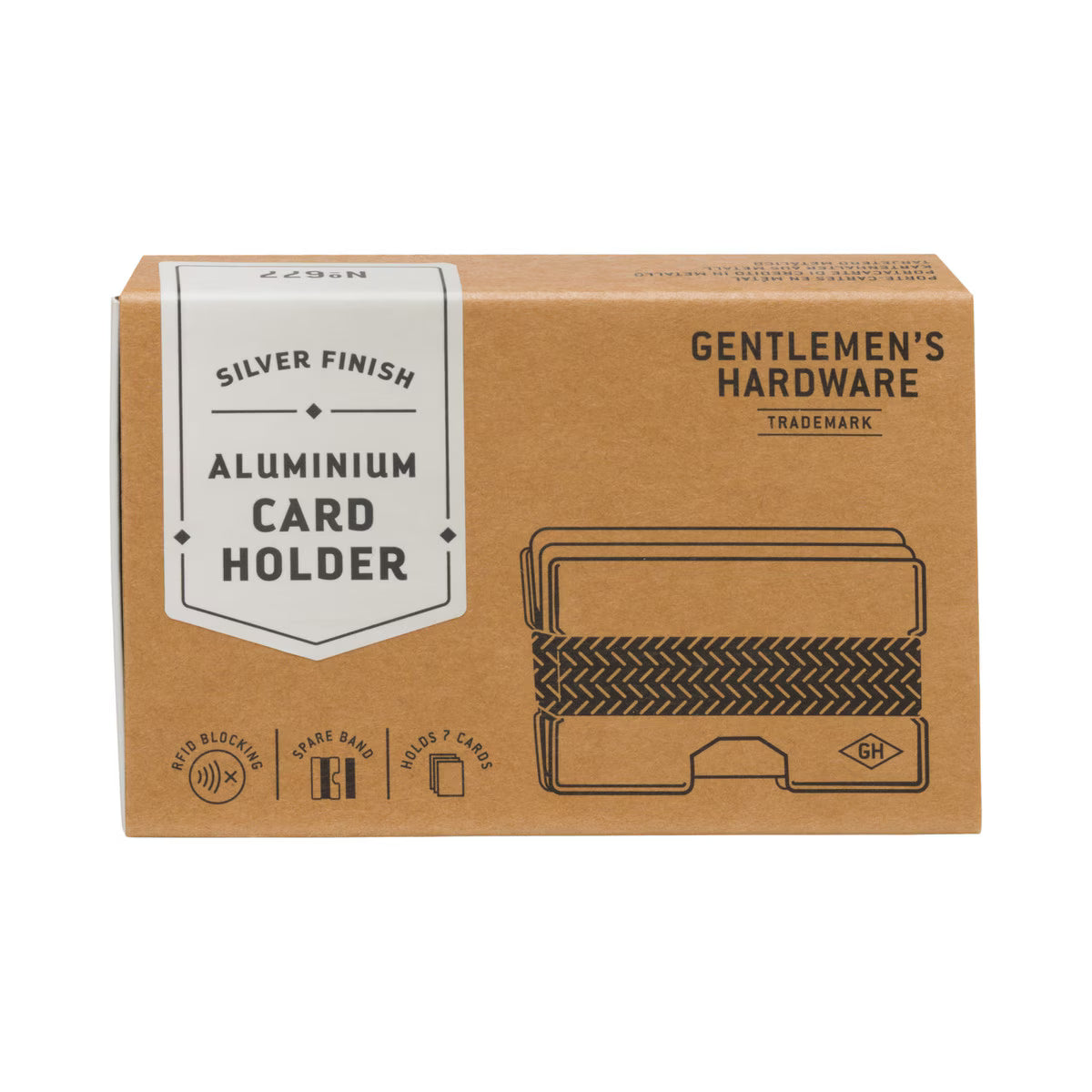 Behind The Trees - Cardboard packaging of a silver finish aluminium card holder by Gentlemen's Hardware on a white background. - Father's Day 2025
