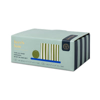 Behind The Trees - Box packaging for a ceramic shot glass set with branding and product details. - Here's How - The Lily Mae Ceramic Tequila Shot Glass Set w/ Tray and Shaker - Cobalt + Olive