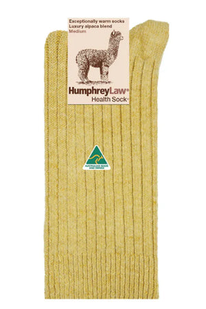 Behind The Trees - Humphrey Law - Alpaca Health Sock - Emperor Yellow - wool socks made in Australia - woolen socks under $35 - 100% Australian wool socks