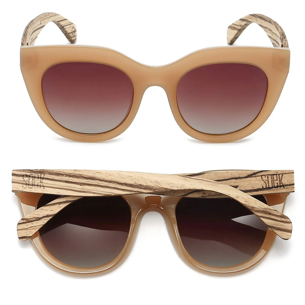 Behind The Trees - Soek - Sunglasses - Milla Caramel - Brown Gradient Lens - White Maple Arms - Sunglasses under $90 - Wooden sunglasses - wood armed sunglasses