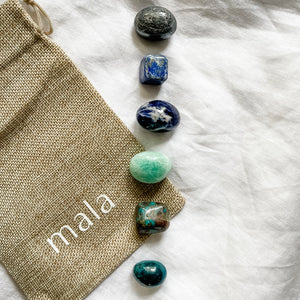 Mala - throat chakra crystal set