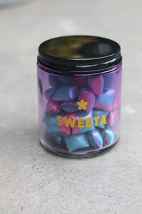 Behind The Trees - Jar of colorful candies labeled 'SWEETA' on a light surface - Sweeta - Lemonade Sherbies 180g
