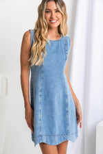 Country Denim - Scallop Denim Dress - Mid Blue