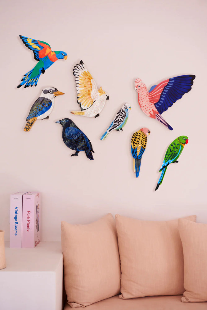 Behind The Trees - Jones + Co - Wall Art - Aerial Budgie - Wall Art - Ceramic Wall Art - Christmas Gift under $40.00 - bird art - bird wall art - art piece for wall - unique art work