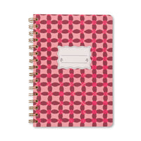 Behind The Trees - Pink and red patterned notebook with gold spiral binding on a white background - Designworks - Small Twinwire Notebook - Pinwheel Pink