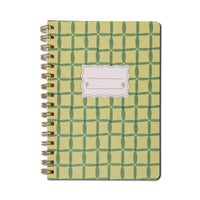 Behind The Trees - Notebook with green geometric pattern on a white background - Designworks - Small Twinwire Notebook - Green Lattice