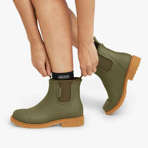 Behind The Trees - Merry People - Bobbi Ankle Boot - Khaki - best gumboot - what's that gumboot everyone is wearing - merry gumboots - cute colourful ankle gumboot