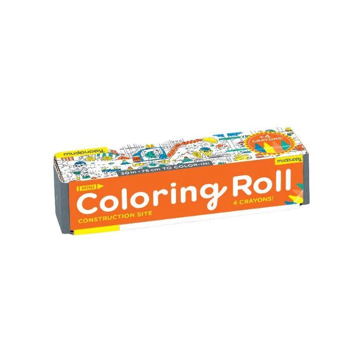 Behind The Trees - Box of coloring roll with crayons on a white background - Mudpuppy - Colouring Roll - Construction Site