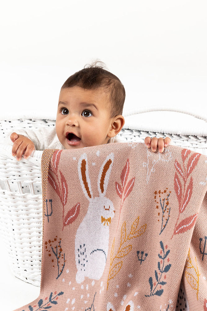 Behind The Trees - Indus Design - Nature Bunny Blanket - Baby Blanket under $80 - newborn gift - baby shower present