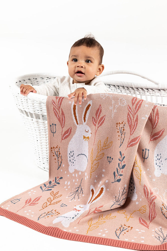 Behind The Trees - Indus Design - Nature Bunny Blanket - Baby Blanket under $80 - newborn gift - baby shower present