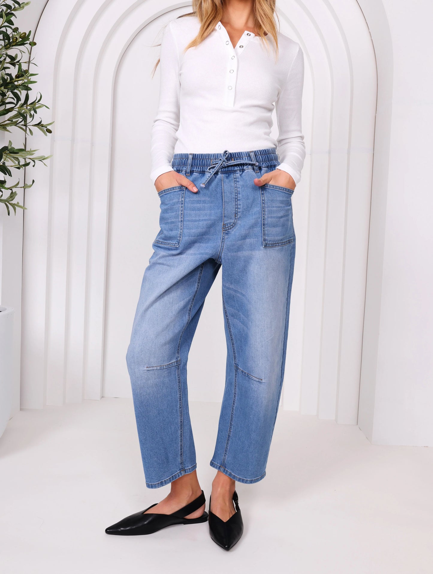 Behind The Trees - Monaco - Leo Barrel-Leg Jeans - Blue - Monaco Jeans Australia - where to buy Monaco Jeans - Monaco Jeans Stockists