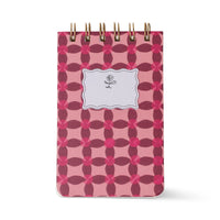 Behind The Trees - Notebook with pink and red geometric pattern on a white background - Designworks - Twin Wire Notepad - Pinwheel Pink