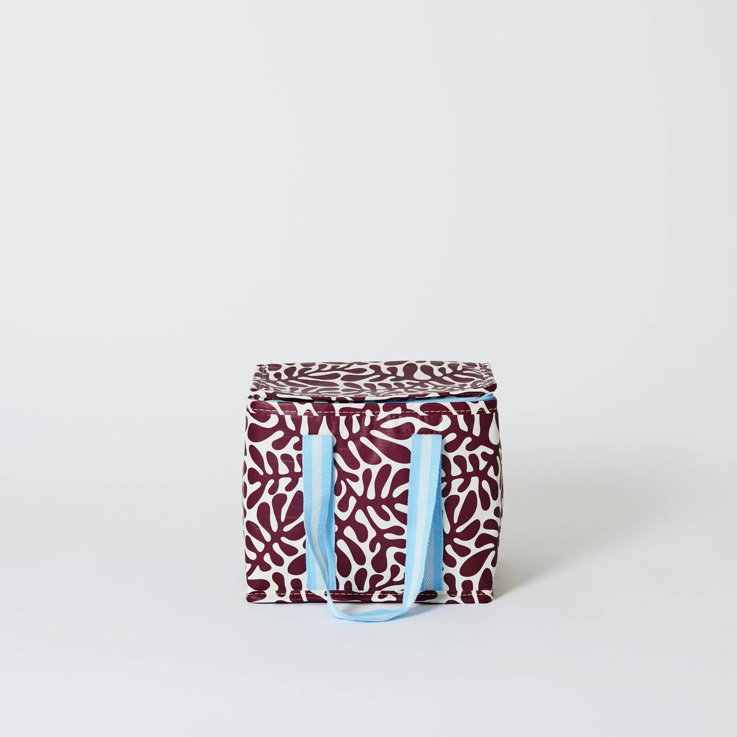 Behind The Trees - Patterned bag with blue straps on a white background - Project Ten - Mini Insulated Tote - Coral