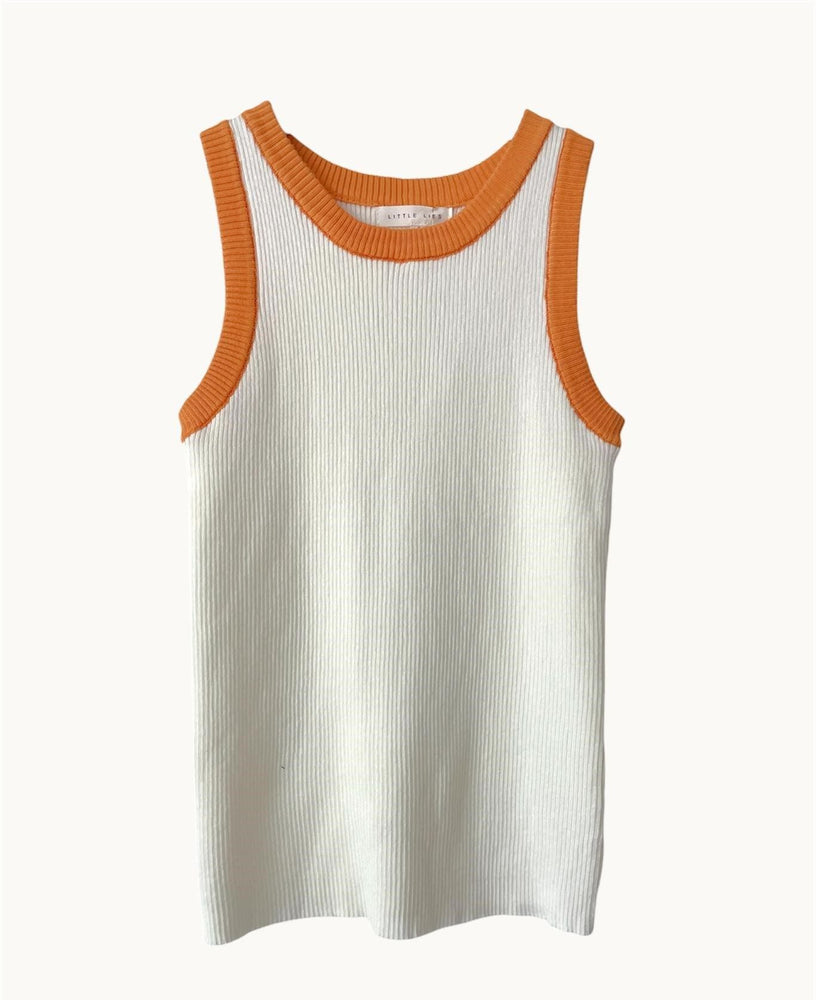 Little Lies - Ria Tank - White & Orange