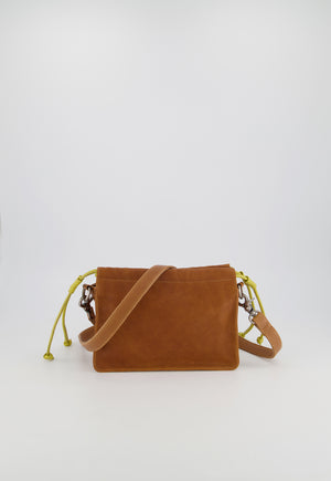 Behind The Trees  - Nancybird - Drawstring Bag Mini - Tobacco - leather bag - high quality leather handbag - stunning crossbody handbag