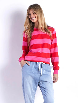 Behind The Trees - Leoni - Austin Sweat - Red Stripe - lightweight sweater - cotton sweater under $70 - colourful sweater - bright sweater