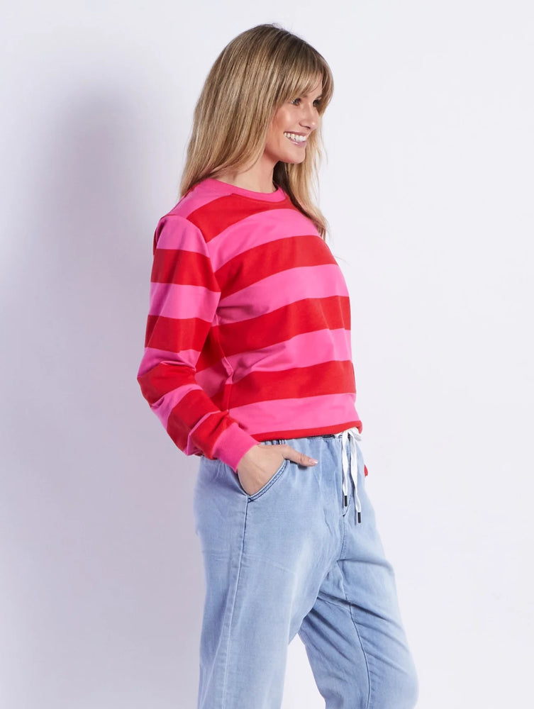 Behind The Trees - Leoni - Austin Sweat - Red Stripe - lightweight sweater - cotton sweater under $70 - colourful sweater - bright sweater