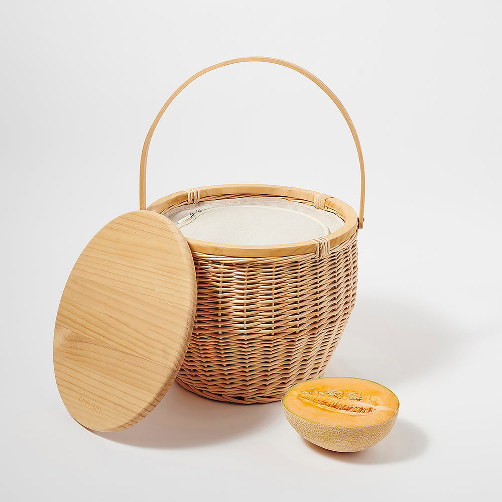 Behind The Trees - Sunnylife - Round Picnic Cooler - Natural  - Picnic Basket - Engagement present - wedding gift - christmas gift under $250